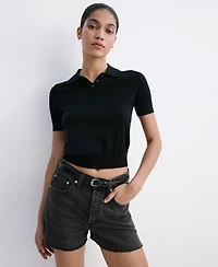 Mango Women's Frayed Hem Denim Shorts