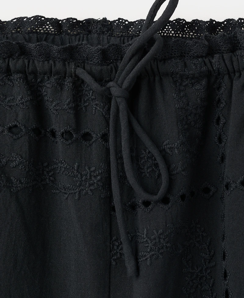 Mango Women's Eyelet Embroidery Cotton Pants