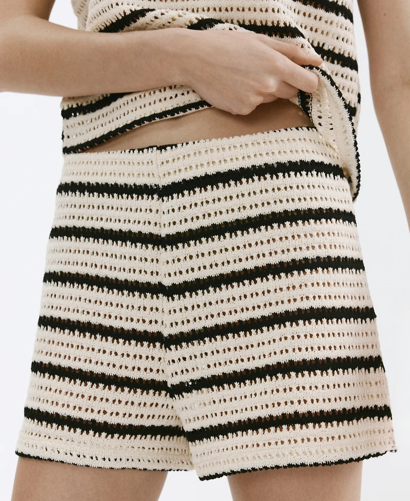 Mango Women's Striped Crochet Shorts