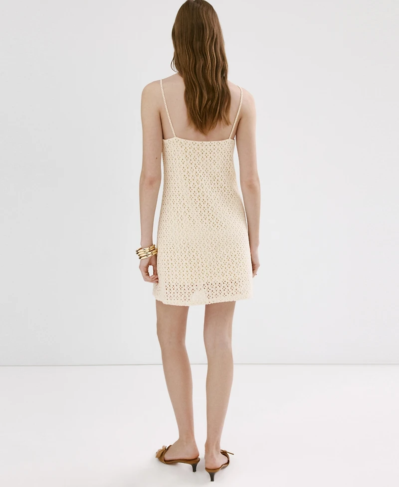 Mango Women's Crochet Floral Dress