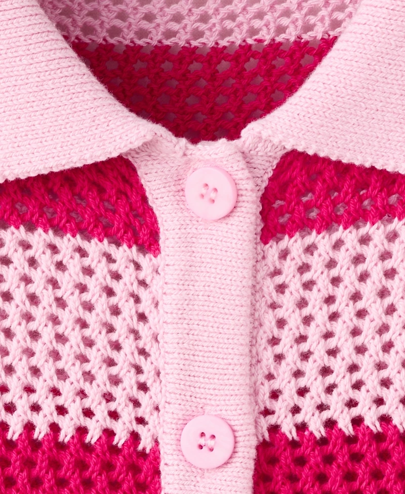 Mango Women's Striped Openwork Knitted Cardigan