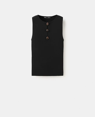 Mango Women's Beads Ribbed Top
