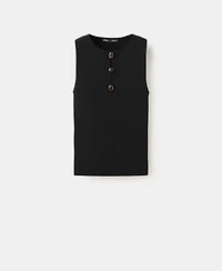 Mango Women's Beads Ribbed Top