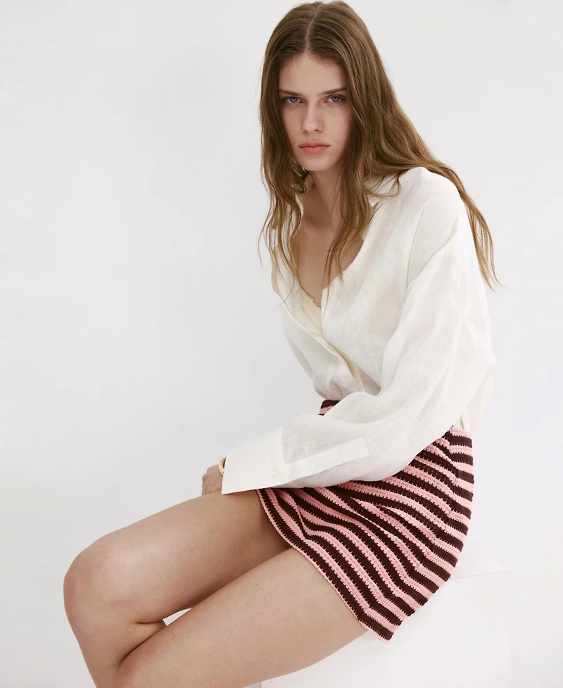 Mango Women's Striped Knitted Skirt