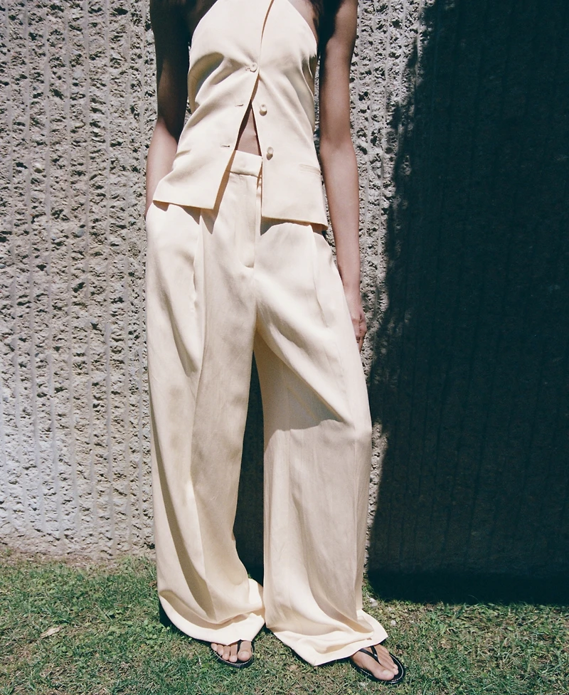 Mango Women's Straight Linen-Blend Pants