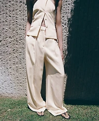 Mango Women's Straight Linen-Blend Pants