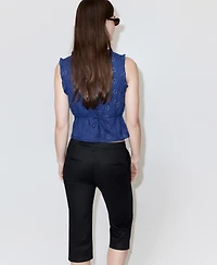 Mango Women's Openwork Embroidery Cotton Blouse