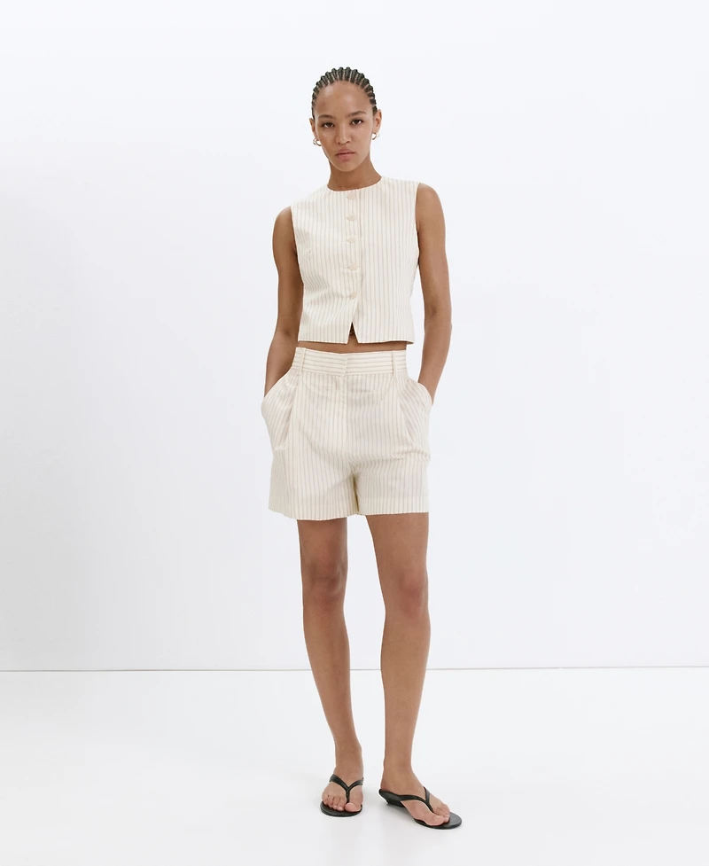 Mango Women's Pinstripe Open-Back Vest