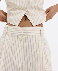Mango Women's Pinstripe Pleated Bermuda Shorts