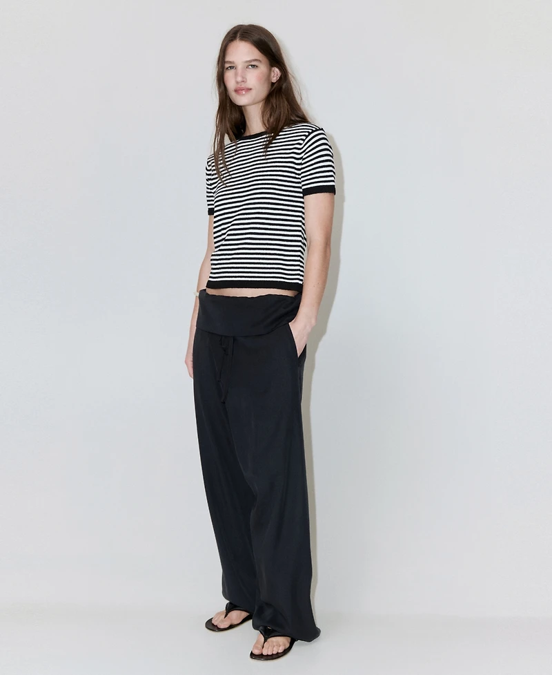 Mango Women's Striped Short-Sleeved Sweater