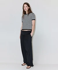 Mango Women's Striped Short-Sleeved Sweater