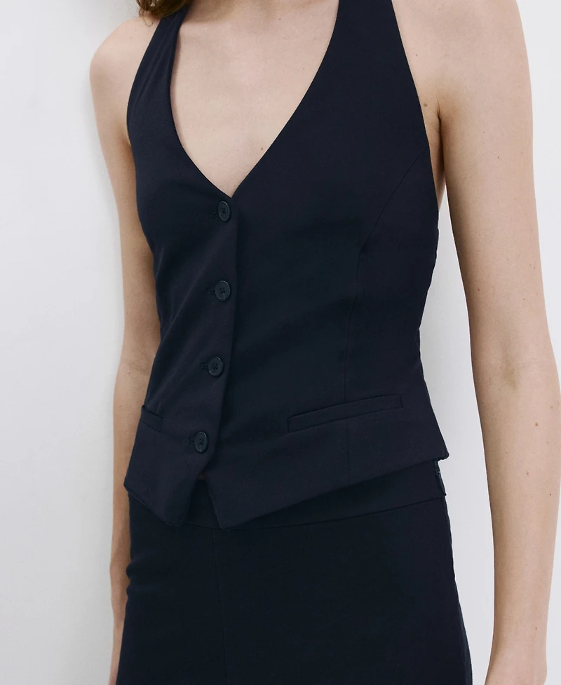 Mango Women's Buttons Halter-Neck Vest
