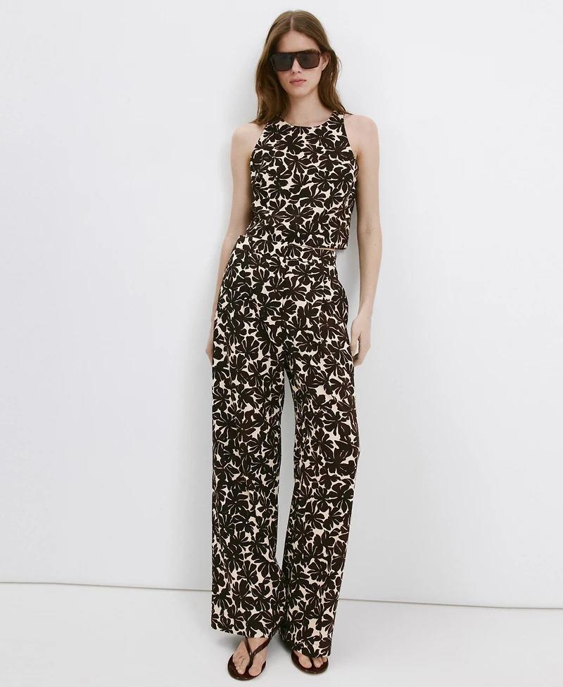 Mango Women's Floral Print Straight Pants