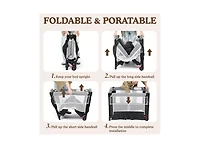 Kinder King Baby 4-in-1 Portable Playard with Bassinet, Changing Table and Storage