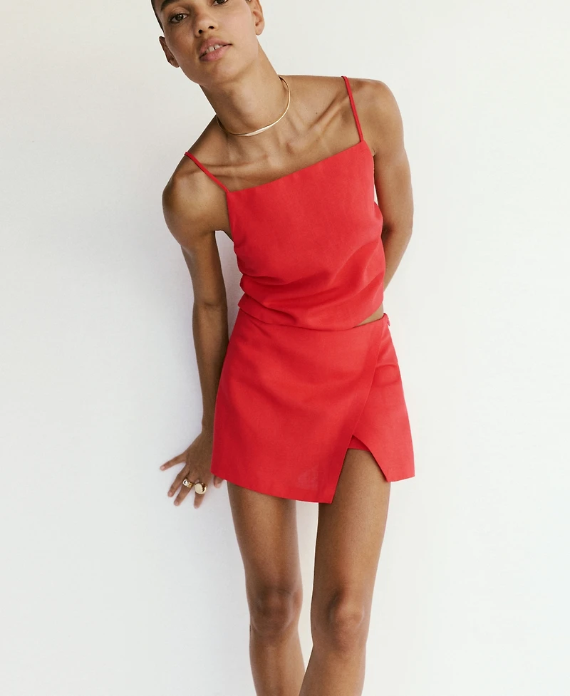 Mango Women's Linen And Lyocell Blend Skort