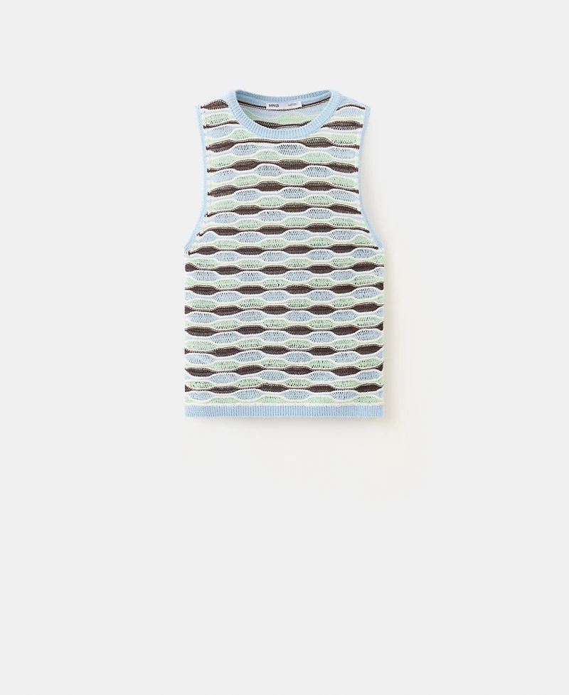 Mango Women's Wavy Stripe Knit Top