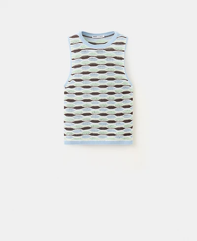 Mango Women's Wavy Stripe Knit Top