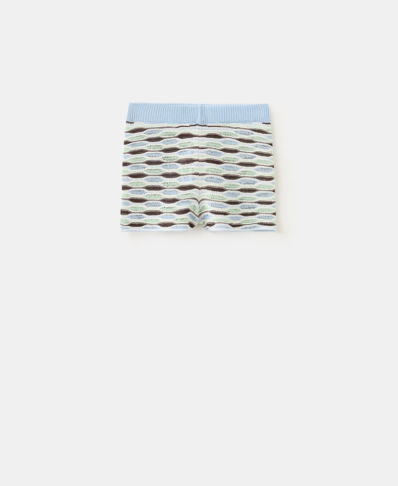 Mango Women's Wavy Stripe Ribbed Knit Shorts
