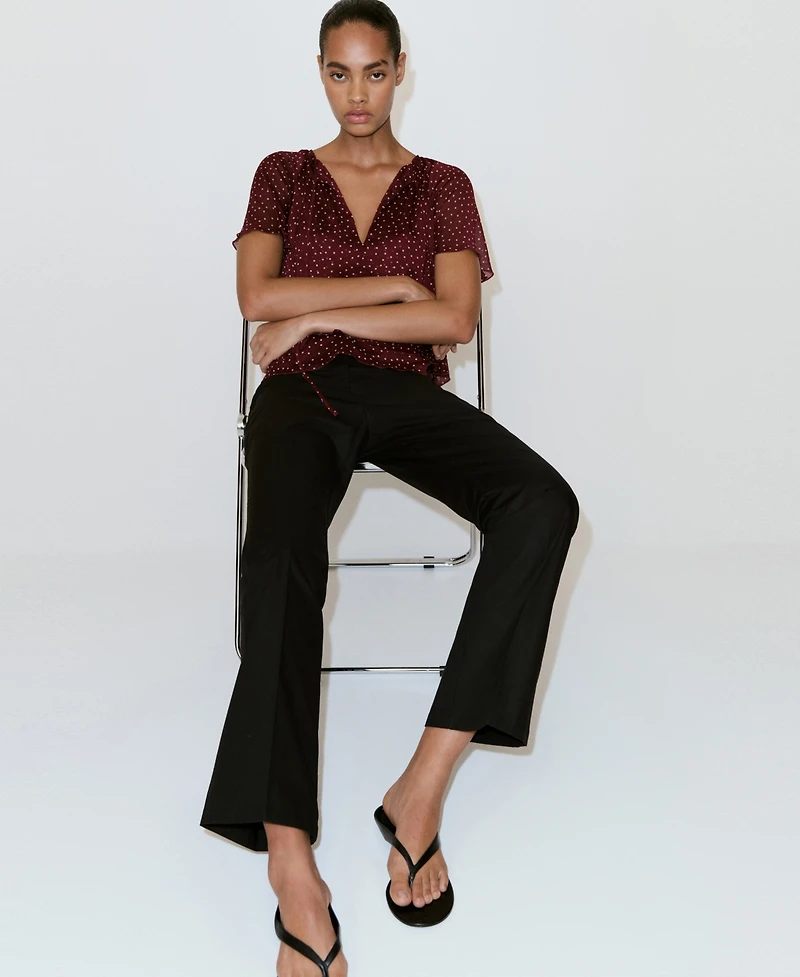 Mango Women's Bow Polka-Dot Blouse