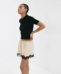 Mango Women's Striped Lace Shorts