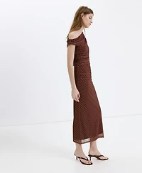 Mango Women's Fitted Polka-Dot Midi Dress