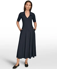 Donna Karan Weekend Women's Elbow-Sleeve Polo Dress