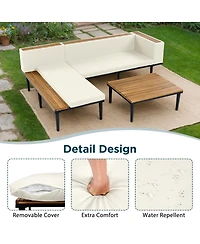 Asagikoiai L-Shaped Outdoor Sectional Sofa Set with Coffee Table and Cushions-Asagikoiai
