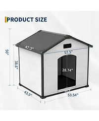 homfan Heavy Duty Waterproof Dog House, Plastic Kennel with Raised Floor, Hidden Vents, Easy Assembly