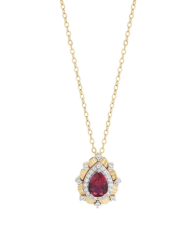 Macy's Lab-Grown Ruby (3/4 ct. t.w.) & Sapphire (1/4 Pendant Necklace 14k Gold-Plated Sterling Silver (Also Available Emerald Sapphi