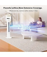Cowsar 37" Bladeless Tower Fan with Remote and 12H Timer