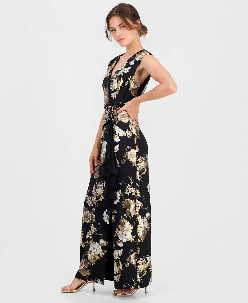 Connected Petite Floral Ruffle Maxi Dress