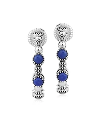 American West Jewelry Sterling Silver Lapis 1 Inch Concha Hoop Earrings