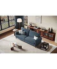 gaomon 84" boucle sofa couch for living room, 3 seater with deep seats, wide armrests, wood legs, modern loveseat for small spaces and office