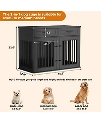 homfan Dog Crate Furniture Wooden Heavy Duty Indoor Kennel, Storage Drawers