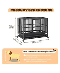 homfan Folding Dog Crate with Wheels