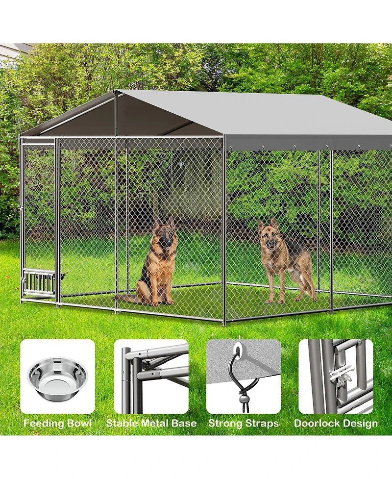 homfan Outdoor Dog Kenne Foot Heavy Duty Dog House with Uv Resistant Waterproof Roof and Anti Rust Welded Wire for Medium and Large Dogs