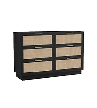 gaomon 6 Drawer Rattan Dresser with Integrated Cabinet and Legs
