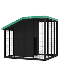 homfan Spacious Outdoor Dog Kennel, Galvanized Steel Roof, Feeding and Back Doors, Secure Lock Gate.