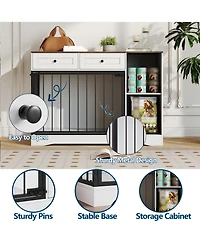 homfan Heavy Duty 47" Dog Crate Furniture with Double Doors - 2 Drawers and Cabinet - Decorative Indoor Dog House End Table for Small, Medium.