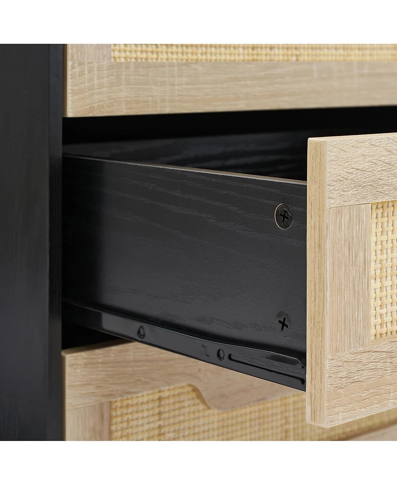 gaomon Set of 2 Rattan Nightstands with 3 Natural Rattan Drawers