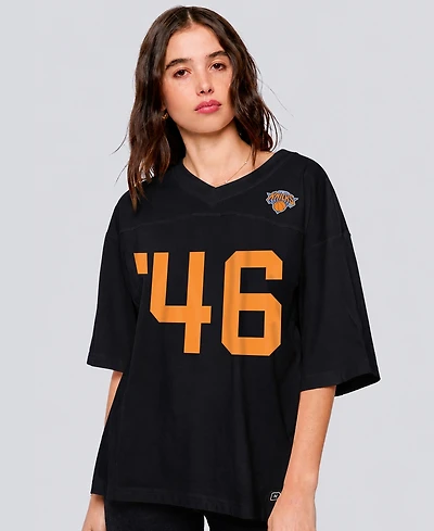 Hype And Vice Women's Black New York Knicks Oversized Football T-Shirt