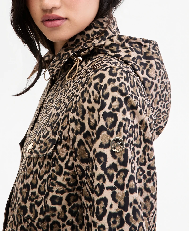 Michael Kors Women's Hooded Leopard-Print Anorak Jacket