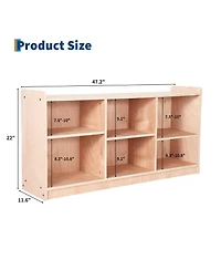 gaomon Natural Wood Montessori Kids Storage Shelf, 6 Compartment Toy and Book Organizer for Playroom, Bedroom and Classroom