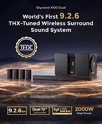 Ultimea Skywave X series 9.2.6 Thx-Tuned Wireless Surround Sound System w/Dolby Atmos and Dts:X,Dual 10"Subwoofers,2000W Peak Power,8K Pass-Through