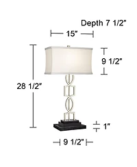 360 Lighting Evan Modern Table Lamps Set of 2 with Black Risers 28 1/2" Tall Brushed Nickel with Usb Charging Port White Shade for Bedroom Living Room