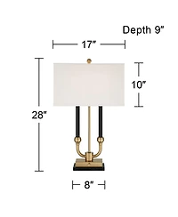 Stiffel Barclay 28" Tall Traditional Table Lamp Dual Usb Ports Black Gold Finish Metal Single White Shade Living Room Charging
