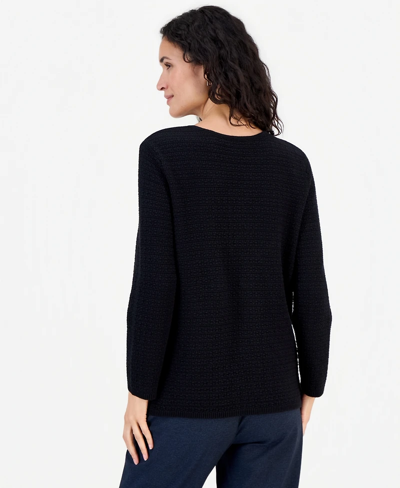 Kasper Petite Collarless Button-Front Cardigan Sweater