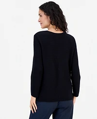 Kasper Petite Collarless Button-Front Cardigan Sweater