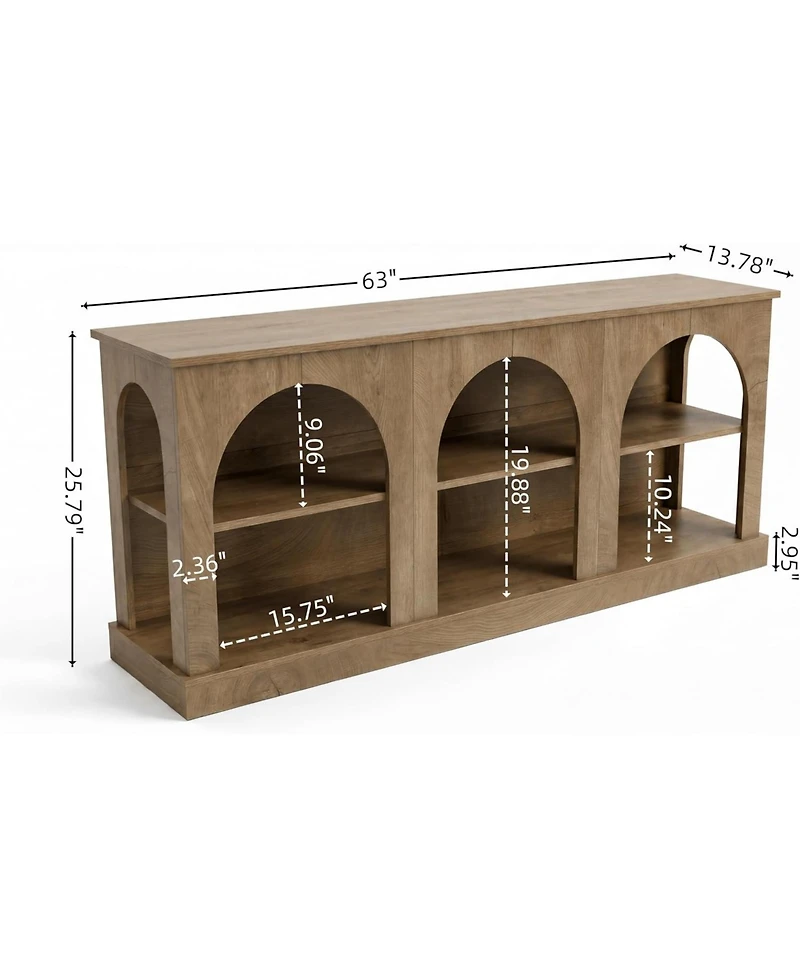 Tribesigns Arched Entryway Table: Low profile console table for hallway. Farmhouse accent stand with open shelves for living room, entrance