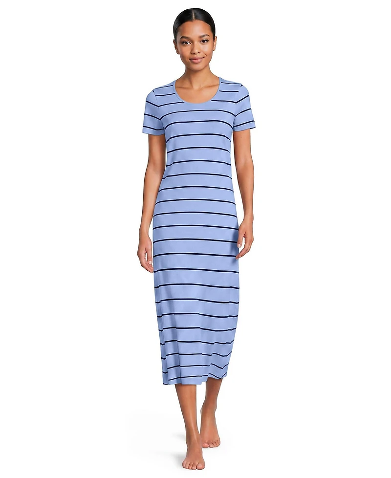 Lands' End Women's Cotton Short Sleeve Midcalf Nightgown